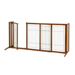 Richell Deluxe Freestanding Pet Gate with Door Large Rosewood 61.8 - 90.2" x 27" x 36.2" - R94190