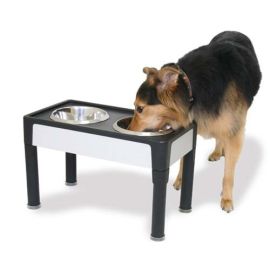 Our Pets Signature Series Dog Elevated Panel Feeder (Autumn Matte: Black / Gray, 35.8" x 2" x 34.6": 23" x 12.5" x 8")