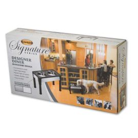 Our Pets Signature Series Dog Elevated Panel Feeder (Autumn Matte: Black / Gray, 35.8" x 2" x 34.6": 23" x 12.5" x 14")