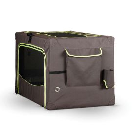 Classy Go Soft Pet Crate (Autumn Matte: Brown/Lime Green, 35.8" x 2" x 34.6": small)