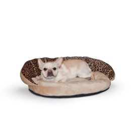 Plush Pet Bolster Sleeper (Autumn Matte: Leopard, 35.8" x 2" x 34.6": 23" x 30" x 7")