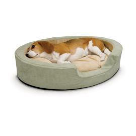 Thermo Snuggly Sleeper Oval Pet Bed (Autumn Matte: Sage, 35.8" x 2" x 34.6": medium)