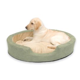 Thermo Snuggly Sleeper Oval Pet Bed (Autumn Matte: Sage, 35.8" x 2" x 34.6": large)