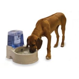 Clean Flow Pet Bowl with Reservoir (Autumn Matte: Beige, 35.8" x 2" x 34.6": large)