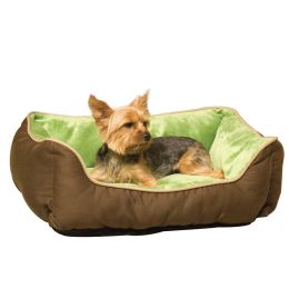 Lounge Sleeper Self-Warming Pet Bed (Autumn Matte: Mocha / Green, 35.8" x 2" x 34.6": 16" x 20" x 6")