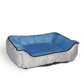 Lounge Sleeper Self-Warming Pet Bed (Autumn Matte: Gray / Blue, 35.8" x 2" x 34.6": 16" x 20" x 6")