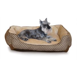 Self Warming Lounge Sleeper Square Pet Bed (Autumn Matte: Brown, 35.8" x 2" x 34.6": medium)