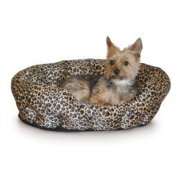 Self Warming Nuzzle Nest Pet Bed (Autumn Matte: Leopard, 35.8" x 2" x 34.6": 19" x 19" x 6")