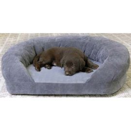 Ortho Bolster Sleeper Pet Bed (Autumn Matte: Gray Velvet, 35.8" x 2" x 34.6": small)