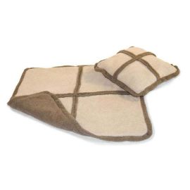 Deluxe Throw and Pillow Set (Autumn Matte: Tan / Taupe, 35.8" x 2" x 34.6": large)