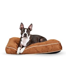 Tufted Pillow Top Pet Bed (Autumn Matte: Chocolate, 35.8" x 2" x 34.6": small)