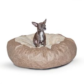 Self Warming Cuddle Ball Pet Bed (Autumn Matte: Tan, 35.8" x 2" x 34.6": small)