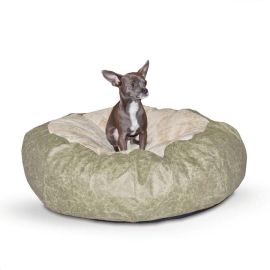 Self Warming Cuddle Ball Pet Bed (Autumn Matte: Green, 35.8" x 2" x 34.6": small)