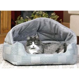 Lounge Sleeper Hooded Pet Bed (Autumn Matte: Teal, 35.8" x 2" x 34.6": 20" x 25" x 13")