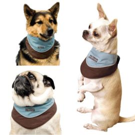 Designer Cool-It Dog Bandana (Autumn Matte: Blue / Brown, 35.8" x 2" x 34.6": medium)