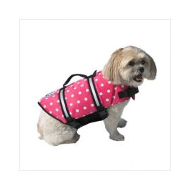 Dog Life Jacket (Autumn Matte: Pink Polka Dot, 35.8" x 2" x 34.6": large)