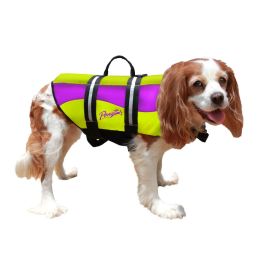 Neoprene Dog Life Jacket (Autumn Matte: Yellow / Purple, 35.8" x 2" x 34.6": Extra Extra Small)