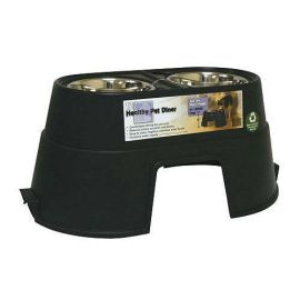 Our Pets Healthy Pet Diner Elevated Dog Feeder (Autumn Matte: Black, 35.8" x 2" x 34.6": large)